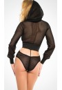 Chloe Sweet Black Fishnet Hoodie Bodysuit