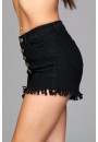 Fringed Black Button Up Shorts