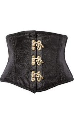 Black Brocade Steel Boned Mini Cincher Corset