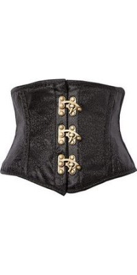 Black Brocade Steel Boned Mini Cincher Corset