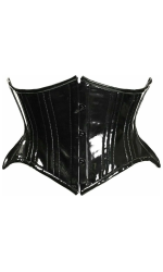 Black Patent PVC Double Steel Boned Waist Cincher Corset