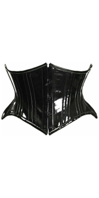 Black Patent PVC Double Steel Boned Waist Cincher Corset