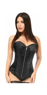 Black Satin Steel Boned Strapless Corset