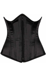 Black Zip Front Underbust Steel Boned Corset