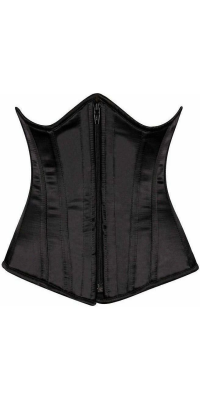 Black Zip Front Underbust Steel Boned Corset