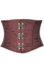 Brown Brocade Steel Boned Mini Cincher Corset