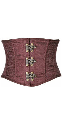 Brown Brocade Steel Boned Mini Cincher Corset