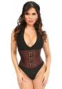 Brown Brocade Steel Boned Mini Cincher Corset