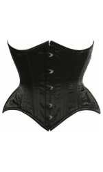 Black Satin Double Steel Boned Waist Cincher Corset