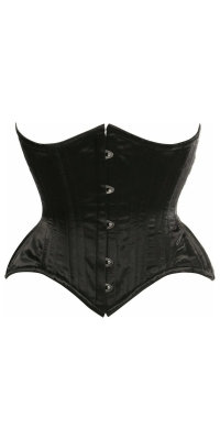 Black Satin Double Steel Boned Waist Cincher Corset