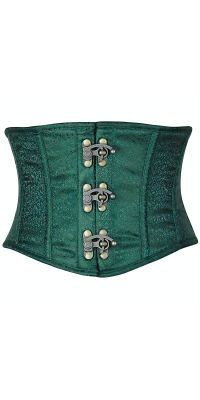 Green Brocade Steel Boned Mini Cincher Corset