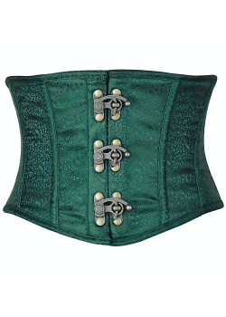 Green Brocade Steel Boned Mini Cincher Corset