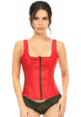 Red Satin Steel Boned Corset with Straps