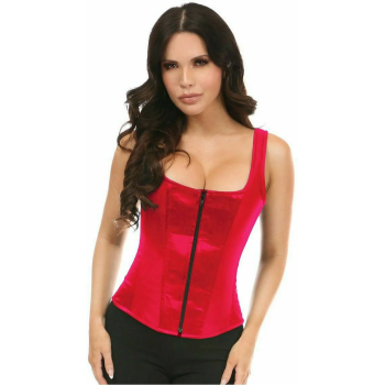 Red Satin Steel Boned Corset with Straps