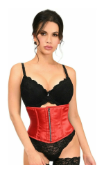 Red Satin Steel Boned Mini Cincher Zip Front Corset