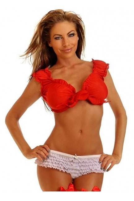 Tie Front Red Peasant Crop Top