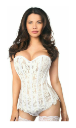 Elegant White Lace Rhinestone Steel Boned Corset