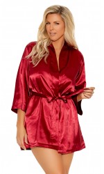 Burgundy Satin Charmeuse Kimono Robe