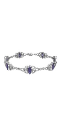 Celtic Trinity Knot Link Bracelet with Amethyst Gemstones