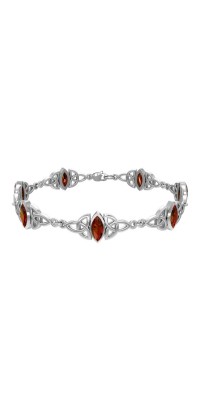 Celtic Trinity Knot Link Bracelet with Garnet Gemstones