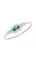 Celtic Knots Emerald Silver Bangle Bracelet