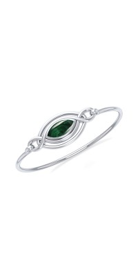 Celtic Knots Malachite Sterling Silver Bangle Bracelet