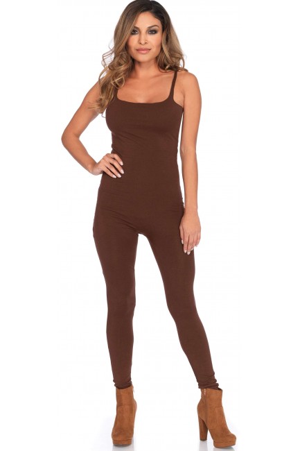 Basic Womens Unitard in Brown