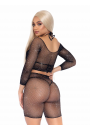 Bling Queen Black Fishnet Crop Top Set