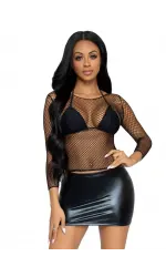 Black Fishnet Long Sleeve Shirt