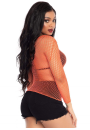 Neon Orange Fishnet Long Sleeve Shirt