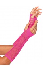 Neon Pink Triangle Net Fingerless Gloves