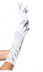 White Satin Elbow Length Gloves