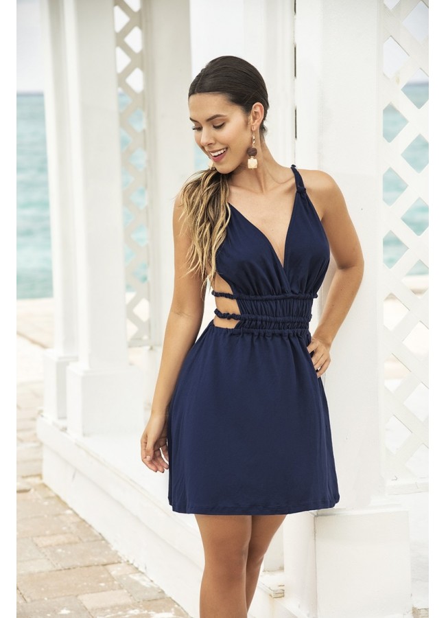 Navy Blue Goddess Mini Dress Summer Dress For Women 6894