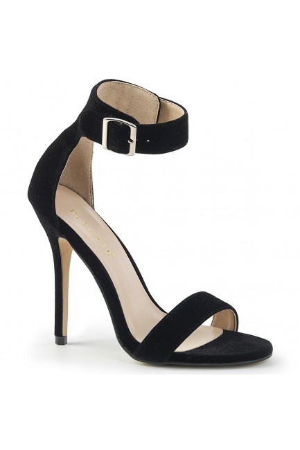 Amuse Black Velvet Ankle Strap Sandal