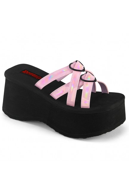 Heart Ring Pink Hologram Platform Clogs