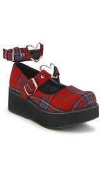 Sprite Red Plaid Heart Ring Platform Mary Jane