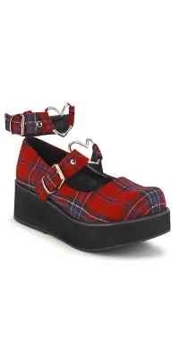 Sprite Red Plaid Heart Ring Platform Mary Jane