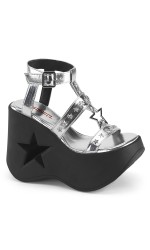 Dynamite Silver Star Platform Wedge Sandal