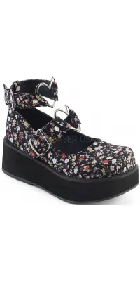 Sprite Floral Print Heart Ring Platform Mary Jane