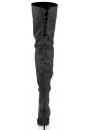 Legend Black Lace up Back Leather Thigh High Boots