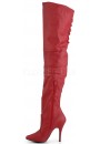 Legend Red Lace up Back Leather Thigh High Boots