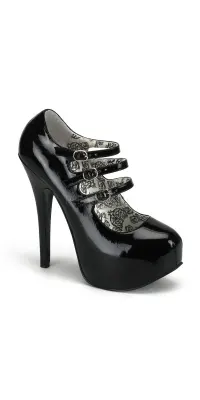 Triple Strap Black Teeze Platform Mary Jane Pump