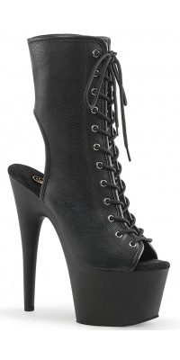 Black Faux Leather Adore Platform Ankle Boots