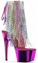 Hot Pink Rhinestone Fringe Platform Ankle Boots