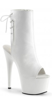 White Peep Toe and Heel Platform Ankle Boots