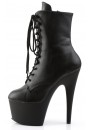 Adore Black Faux Leather Platform Granny Ankle Boots