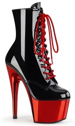 Red Chrome Platform Adore Black Granny Ankle Boots