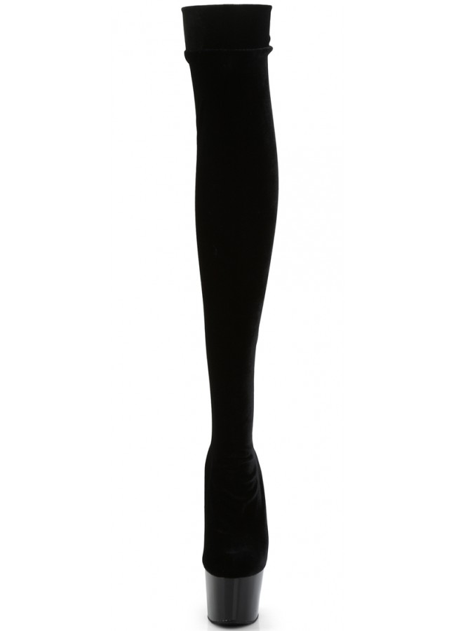 Adore Black Velvet Platform Thigh High Boot Sexy Over The Knee Boots