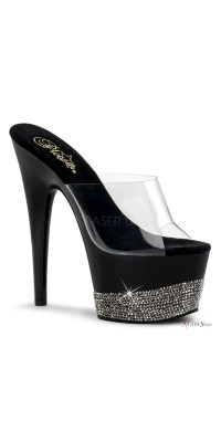 Rhinestone Platform Adore Black Slide