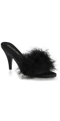 Amour Black Maribou Trimmed Slipper